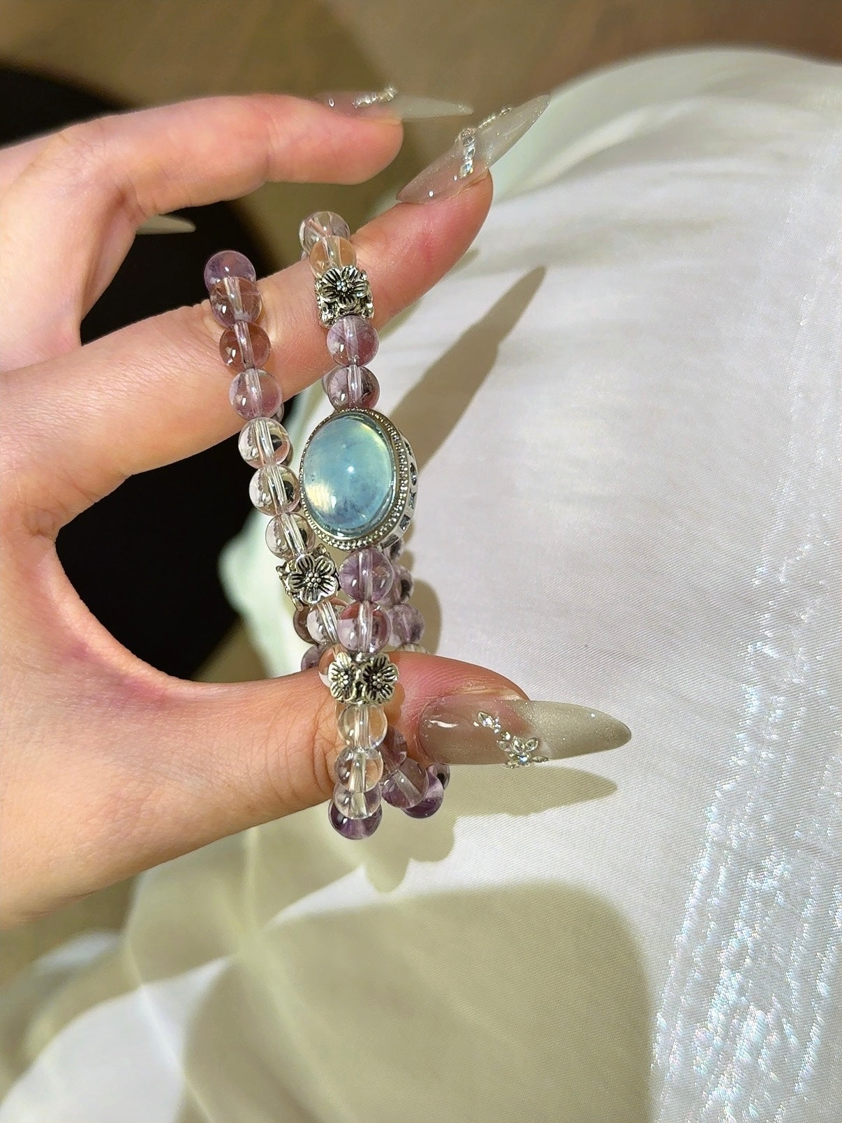 ▫️▪️ Amethyst white crystal aquamarine magic box with multiple turns
